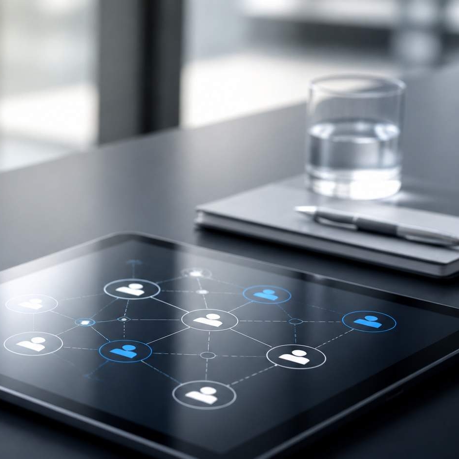 Course cover showing a tablet with a network of connected people