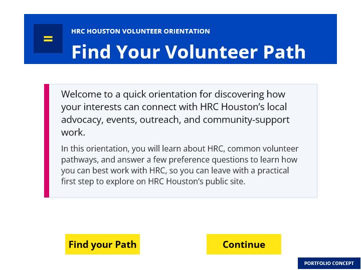Preview of the Volunteer Orientation Pathfinder choices