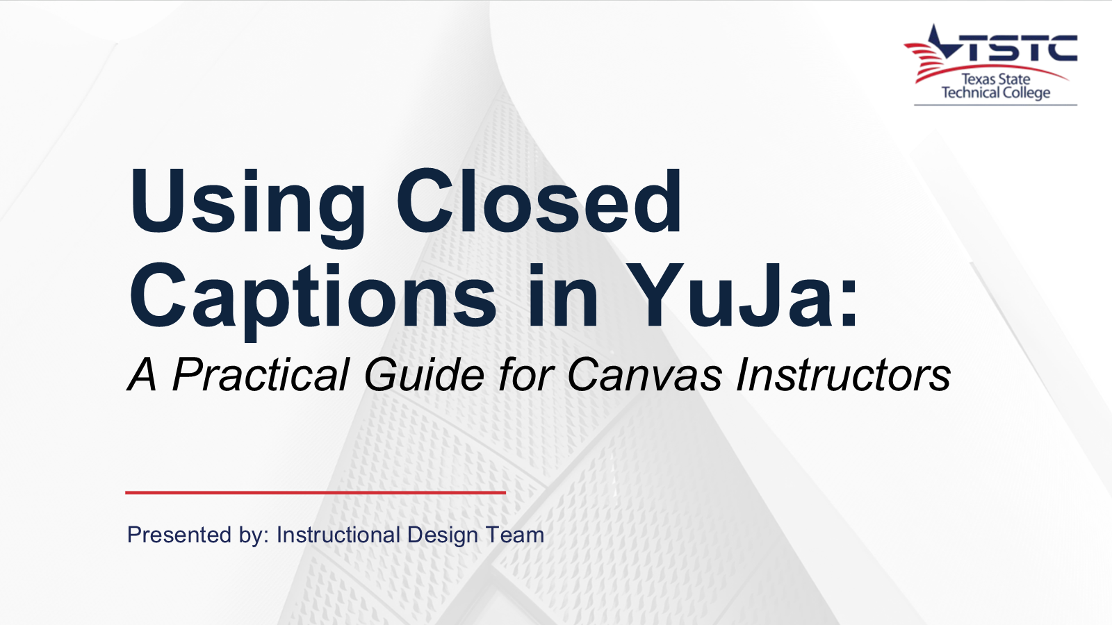 Title slide for Using Closed Captions in YuJa presentation